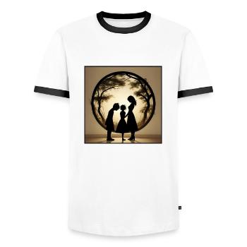 Mother's Day Magic Merch - Men's Ringer Shirt - white/black - Front - AI Model Female 172 light (172cm) & AI Model Male 178 dark (178cm)