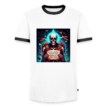 Chère algèbre, s’il vous plaît, arrêtez de nous demander de trouver votre x - T-shirt contrasté Homme - blanc/noir - Devant - AI Model Female 172 light (172cm) & AI Model Male 178 dark (178cm)