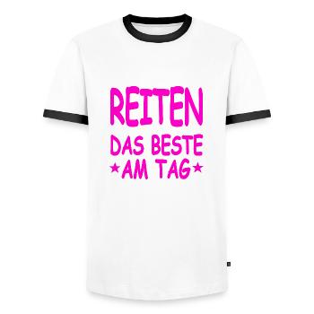Chevaucher - T-shirt contrasté Homme - blanc/noir - Devant - AI Model Female 172 light (172cm) & AI Model Male 178 dark (178cm)