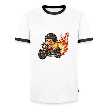 I can't I have a motorcycle - Men's Ringer Shirt - white/black - Front - AI Model Female 172 light (172cm) & AI Model Male 178 dark (178cm)