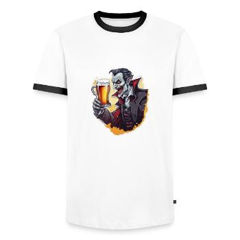Vampire / Dracula / Bloodsucker / Halloween / Myth - Men's Ringer Shirt - white/black - Front - AI Model Female 172 light (172cm) & AI Model Male 178 dark (178cm)