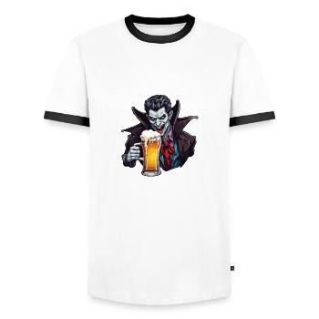 Vampir / Dracula / Blutsauger / Halloween / Mythos - Männer Kontrast-T-Shirt - Weiß/Schwarz - Vorne - AI Model Female 172 light (172cm) & AI Model Male 178 dark (178cm)