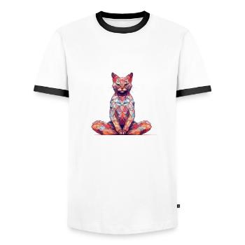 Multicolor Polygon Cat - Men's Ringer Shirt - white/black - Front - AI Model Female 172 light (172cm) & AI Model Male 178 dark (178cm)