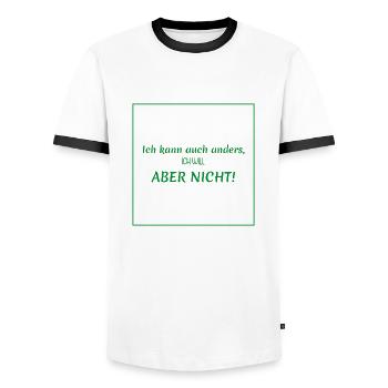 witzige sprüche - ich kann auch anders - Männer Kontrast-T-Shirt - Weiß/Schwarz - Vorne - AI Model Female 172 light (172cm) & AI Model Male 178 dark (178cm)