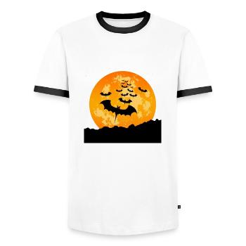 Halloween bats - Men's Ringer Shirt - white/black - Front - AI Model Female 172 light (172cm) & AI Model Male 178 dark (178cm)