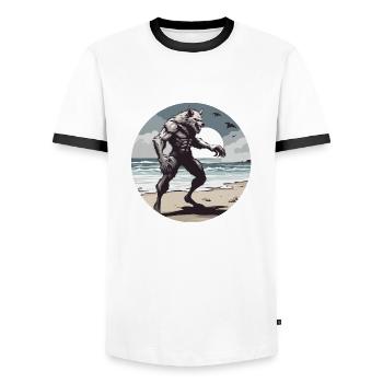 Loup-garou / Pleine lune / Créature / Transformation / Malédiction - T-shirt contrasté Homme - blanc/noir - Devant - AI Model Female 172 light (172cm) & AI Model Male 178 dark (178cm)