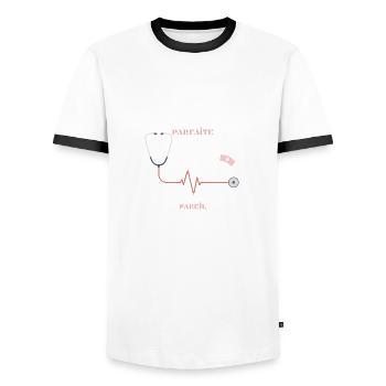 Je suis pas Parfaite mais je suis Infirmière - T-shirt contrasté Homme - blanc/noir - Devant - AI Model Female 172 light (172cm) & AI Model Male 178 dark (178cm)