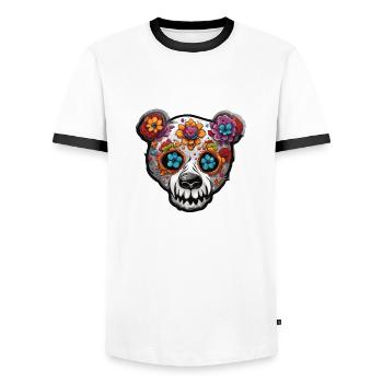 Teddy Bear / Cuddly Toy / Stuffed Animal / Gift Idea - Men's Ringer Shirt - white/black - Front - AI Model Female 172 light (172cm) & AI Model Male 178 dark (178cm)