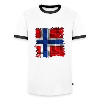 Norway Norway Flag Scandinavia Norden Tor Viking - Men's Ringer Shirt - white/black - Front - AI Model Female 172 light (172cm) & AI Model Male 178 dark (178cm)