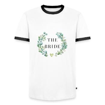 The bride floral-tshirt assorti - T-shirt contrasté Homme - blanc/noir - Devant - AI Model Female 172 light (172cm) & AI Model Male 178 dark (178cm)