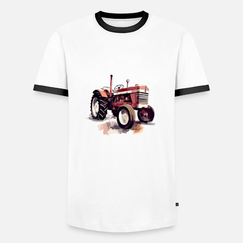 Roter Oldtimer-Traktor - Männer Kontrast-T-Shirt - Weiß/Schwarz