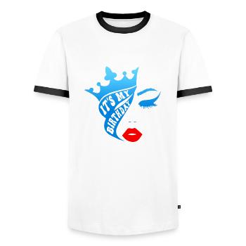 Belle femme peinture art visage femme colorée - T-shirt contrasté Homme - blanc/noir - Devant - AI Model Female 172 light (172cm) & AI Model Male 178 dark (178cm)