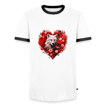 Âme de loup dans la couronne de coeur - T-shirt contrasté Homme - blanc/noir - Devant - AI Model Female 172 light (172cm) & AI Model Male 178 dark (178cm)