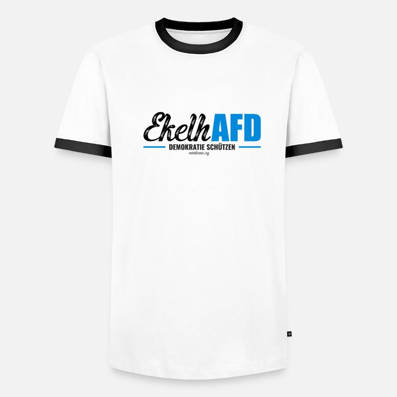 Mimikama EkelhAFD - Männer Kontrast-T-Shirt - Weiß/Schwarz