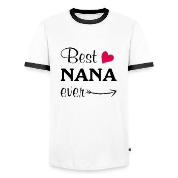 Best nana ever - Men's Ringer Shirt - white/black - Front - AI Model Female 172 light (172cm) & AI Model Male 178 dark (178cm)