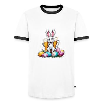 Easter Bunny / Easter / Eggs / Holidays / Easter - Men's Ringer Shirt - white/black - Front - AI Model Female 172 light (172cm) & AI Model Male 178 dark (178cm)