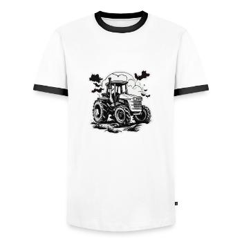 Traktor / Landwirtschaft / Bauer / Feldarbeit - Männer Kontrast-T-Shirt - Weiß/Schwarz - Vorne - AI Model Female 172 light (172cm) & AI Model Male 178 dark (178cm)
