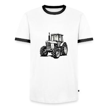 Traktor / Landwirtschaft / Bauer / Feldarbeit - Männer Kontrast-T-Shirt - Weiß/Schwarz - Vorne - AI Model Female 172 light (172cm) & AI Model Male 178 dark (178cm)