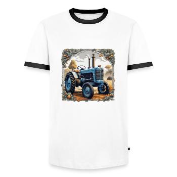 Tractor / Agriculture / Farmer / Field Work - Men's Ringer Shirt - white/black - Front - AI Model Female 172 light (172cm) & AI Model Male 178 dark (178cm)