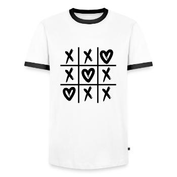Liebe pur: Herz-Shirt für Dich! - Männer Kontrast-T-Shirt - Weiß/Schwarz - Vorne - AI Model Female 172 light (172cm) & AI Model Male 178 dark (178cm)