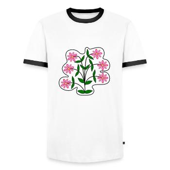Autocollant Gerbera - T-shirt contrasté Homme - blanc/noir - Devant - AI Model Female 172 light (172cm) & AI Model Male 178 dark (178cm)