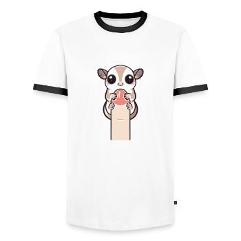 Planeur de sucre enroulé autour du doigt - T-shirt contrasté Homme - blanc/noir - Devant - AI Model Female 172 light (172cm) & AI Model Male 178 dark (178cm)