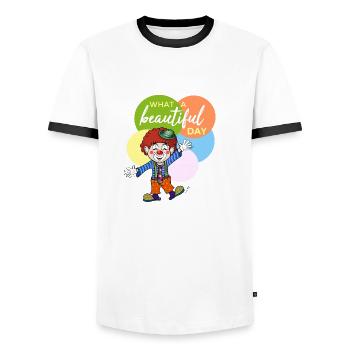 Quelle belle journée - T-shirt contrasté Homme - blanc/noir - Devant - AI Model Female 172 light (172cm) & AI Model Male 178 dark (178cm)