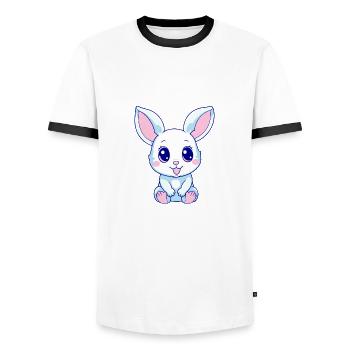 Hasenbaby - Männer Kontrast-T-Shirt - Weiß/Schwarz - Vorne - AI Model Female 172 light (172cm) & AI Model Male 178 dark (178cm)
