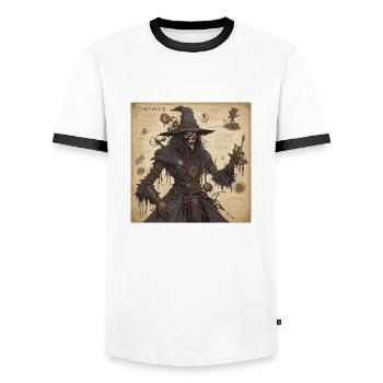 Manuel de la sorcière / grimoire / Halloween / automne - T-shirt contrasté Homme - blanc/noir - Devant - AI Model Female 172 light (172cm) & AI Model Male 178 dark (178cm)