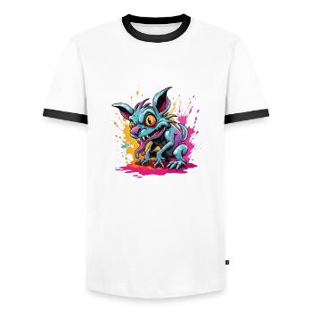 Chupacabra / Sucking Creature / Monster /Spain - Men's Ringer Shirt - white/black - Front - AI Model Female 172 light (172cm) & AI Model Male 178 dark (178cm)