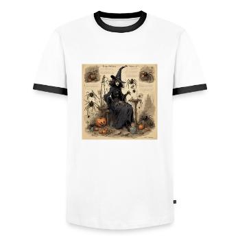 Manuel de la sorcière / grimoire / Halloween / automne - T-shirt contrasté Homme - blanc/noir - Devant - AI Model Female 172 light (172cm) & AI Model Male 178 dark (178cm)