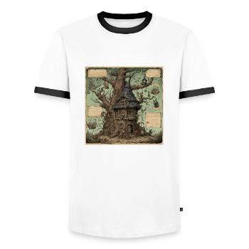 Manuel de la sorcière / grimoire / Halloween / automne - T-shirt contrasté Homme - blanc/noir - Devant - AI Model Female 172 light (172cm) & AI Model Male 178 dark (178cm)