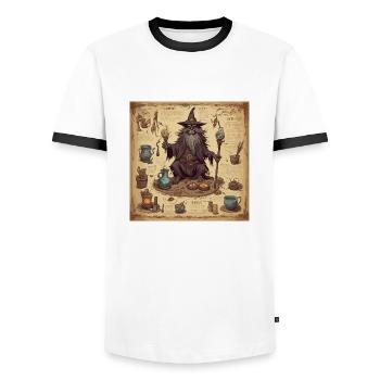 Manuel de la sorcière / grimoire / Halloween / automne - T-shirt contrasté Homme - blanc/noir - Devant - AI Model Female 172 light (172cm) & AI Model Male 178 dark (178cm)