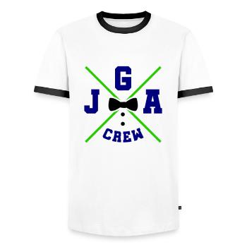 jga crew - Männer Kontrast-T-Shirt - Weiß/Schwarz - Vorne - AI Model Female 172 light (172cm) & AI Model Male 178 dark (178cm)