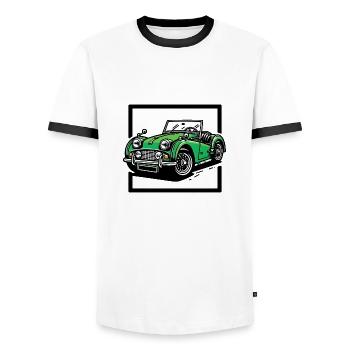 Green Classic car - Men's Ringer Shirt - white/black - Front - AI Model Female 172 light (172cm) & AI Model Male 178 dark (178cm)