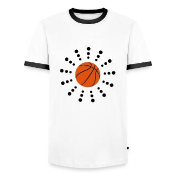 Basketball - Men's Ringer Shirt - white/black - Front - AI Model Female 172 light (172cm) & AI Model Male 178 dark (178cm)