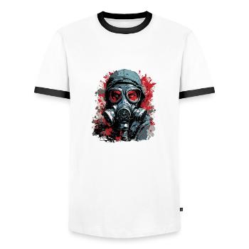 Apocalypse / Doomsday / Destruction / Anarchy - Men's Ringer Shirt - white/black - Front - AI Model Female 172 light (172cm) & AI Model Male 178 dark (178cm)