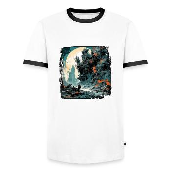 Apocalypse / Doomsday / Destruction / Anarchy - Men's Ringer Shirt - white/black - Front - AI Model Female 172 light (172cm) & AI Model Male 178 dark (178cm)