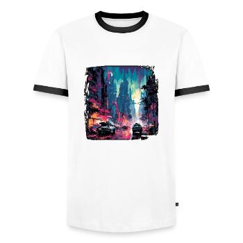 Apocalypse / Doomsday / Destruction / Anarchy - Men's Ringer Shirt - white/black - Front - AI Model Female 172 light (172cm) & AI Model Male 178 dark (178cm)