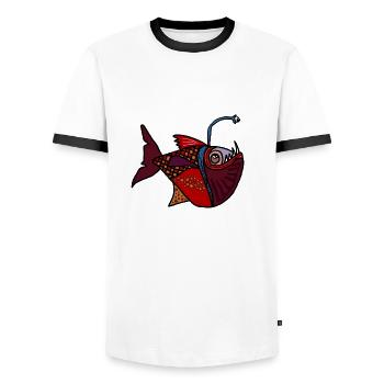 Fisch - Männer Kontrast-T-Shirt - Weiß/Schwarz - Vorne - AI Model Female 172 light (172cm) & AI Model Male 178 dark (178cm)