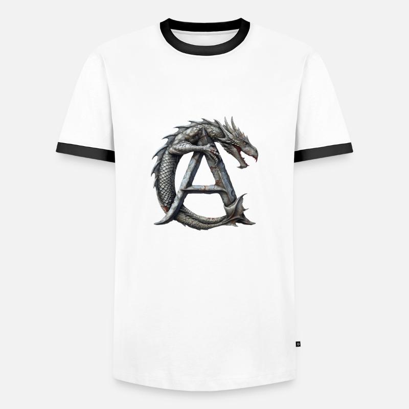 Buchstabe "A" im Drachendesign. - Männer Kontrast-T-Shirt - Weiß/Schwarz