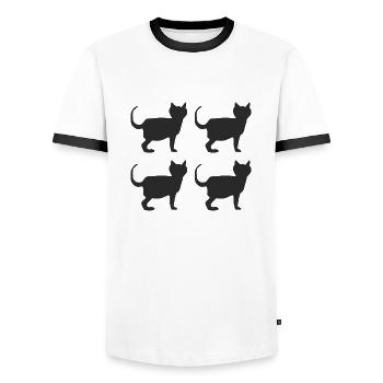 Chats noirs 4 plis - T-shirt contrasté Homme - blanc/noir - Devant - AI Model Female 172 light (172cm) & AI Model Male 178 dark (178cm)