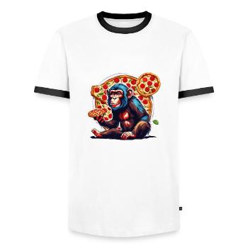 Pizza / Fast Food / Italian / Margherita - Men's Ringer Shirt - white/black - Front - AI Model Female 172 light (172cm) & AI Model Male 178 dark (178cm)
