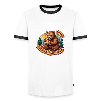 Pizza / Fast Food / Italian / Margherita - Men's Ringer Shirt - white/black - Front - AI Model Female 172 light (172cm) & AI Model Male 178 dark (178cm)