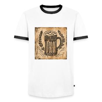 Biergarten München Oktober Bayern Bier Feiern Fest - Männer Kontrast-T-Shirt - Weiß/Schwarz - Vorne - AI Model Female 172 light (172cm) & AI Model Male 178 dark (178cm)