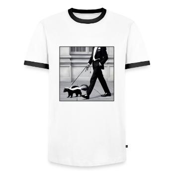 Stinktier an der Leine - Männer Kontrast-T-Shirt - Weiß/Schwarz - Vorne - AI Model Female 172 light (172cm) & AI Model Male 178 dark (178cm)