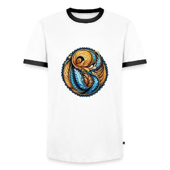 Paisley Pattern Mandala - Men's Ringer Shirt - white/black - Front - AI Model Female 172 light (172cm) & AI Model Male 178 dark (178cm)