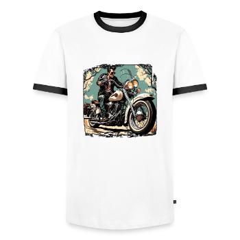 Motorrad Logo / Bike / Zweirad / Fahrzeug / Motors - Männer Kontrast-T-Shirt - Weiß/Schwarz - Vorne - AI Model Female 172 light (172cm) & AI Model Male 178 dark (178cm)
