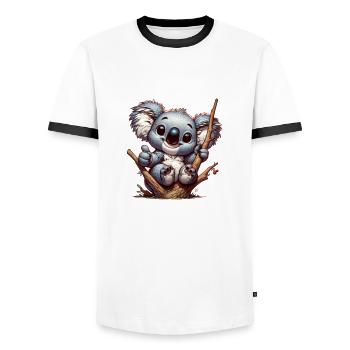 Cute koala bear rejoices. For the family - Men's Ringer Shirt - white/black - Front - AI Model Female 172 light (172cm) & AI Model Male 178 dark (178cm)