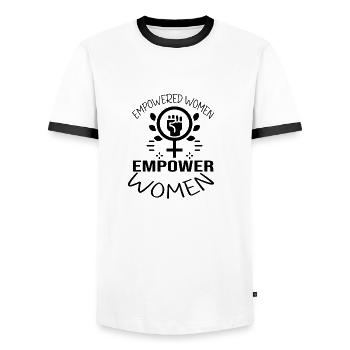 Empowerd women empower women - Men's Ringer Shirt - white/black - Front - AI Model Female 172 light (172cm) & AI Model Male 178 dark (178cm)